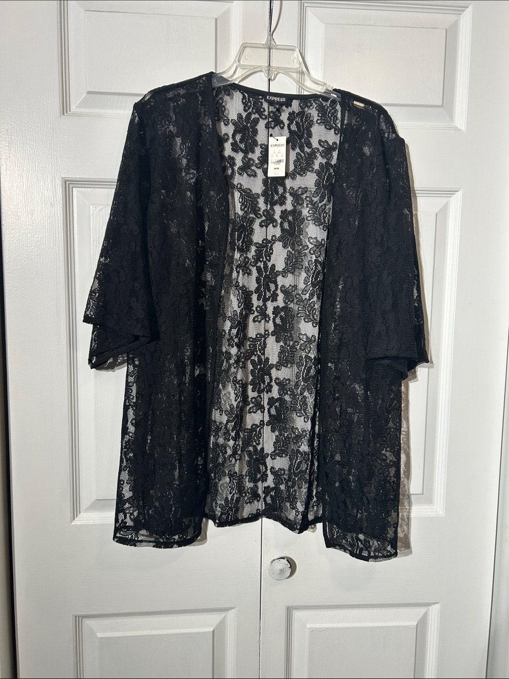 NWT Express Women's Black Lace Kimono Open front top Size Medium